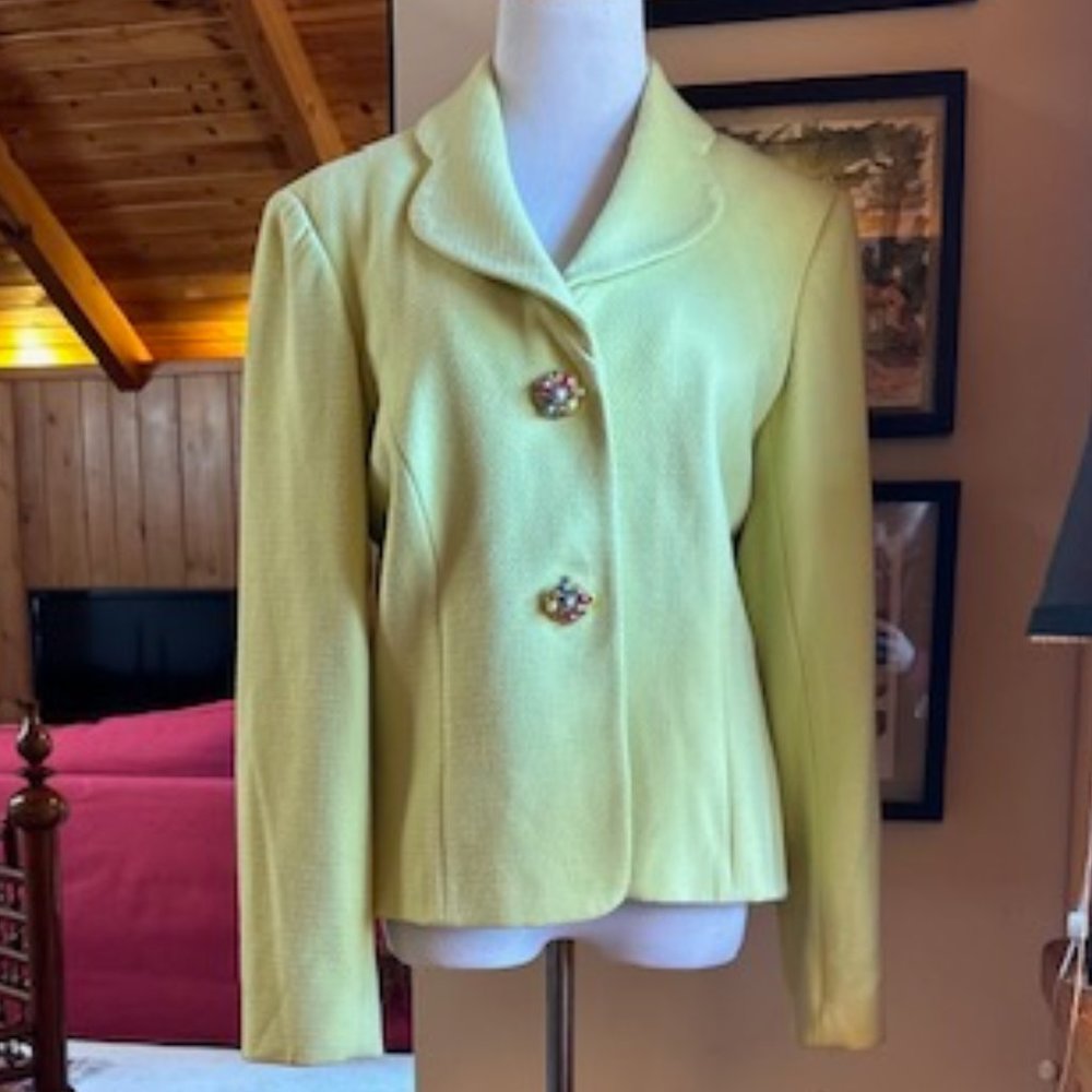 R.Q.T. Petite 6o’s Vintage Style Chartreuse Jacket – 12P  NWT